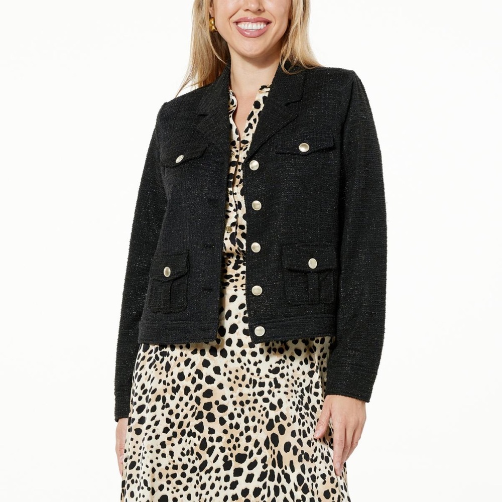 Jaclyn Smith Stretch Knit Tweed Jacket